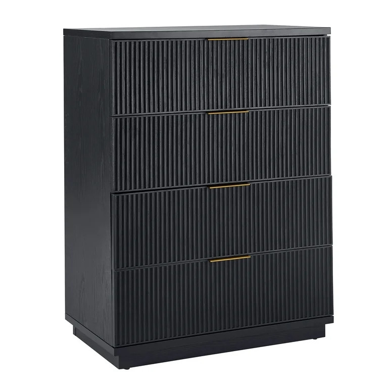 Better Homes & Gardens Lillian Fluted 4-Drawer Dresser for Bedroom , Rich Black Finish | Walmart (US)