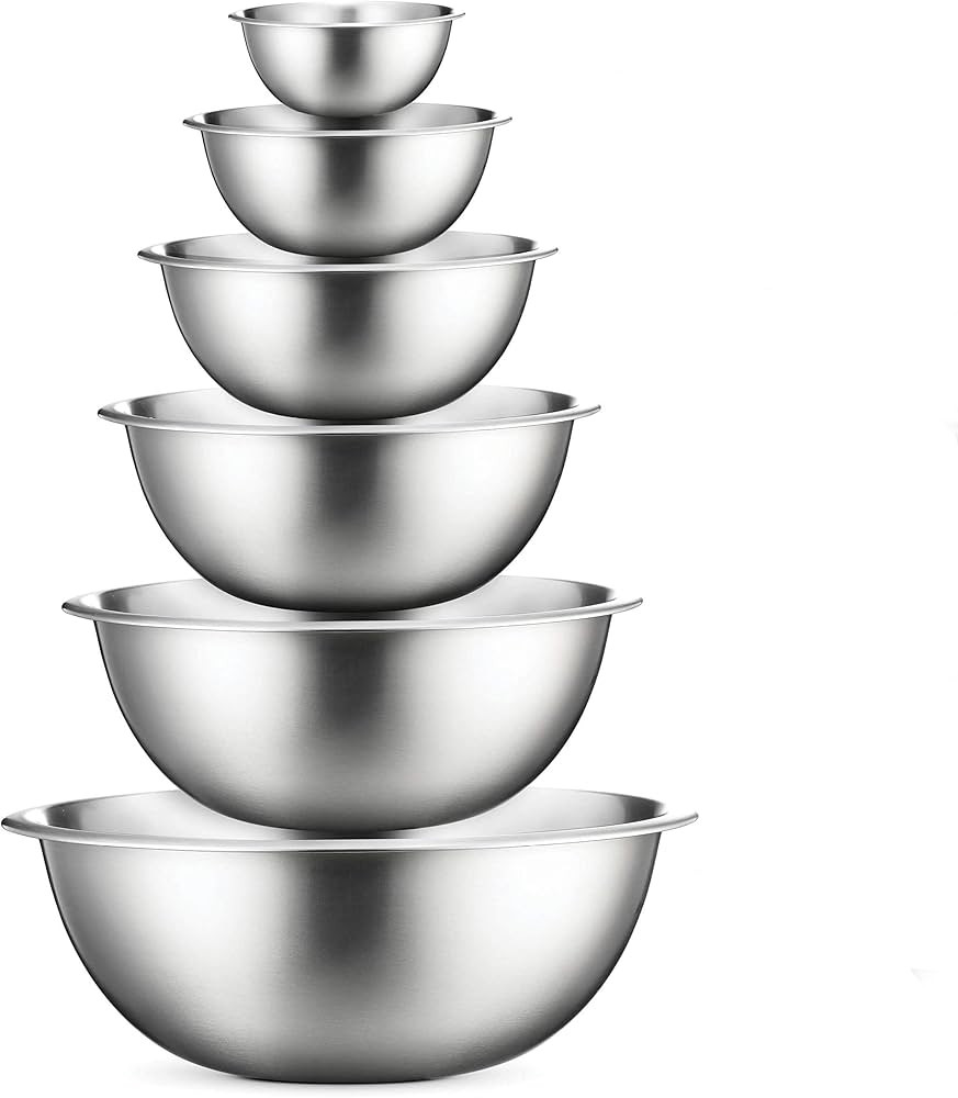 FineDine Stainless Steel Mixing Bowls Set for Kitchen, Dishwasher Safe Nesting Bowls for Cooking,... | Amazon (US)
