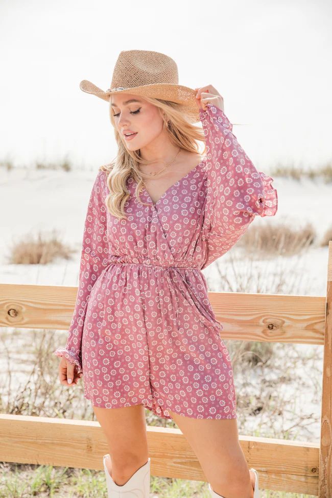 Wondering Ways Pink Ditsy Floral Romper | Pink Lily