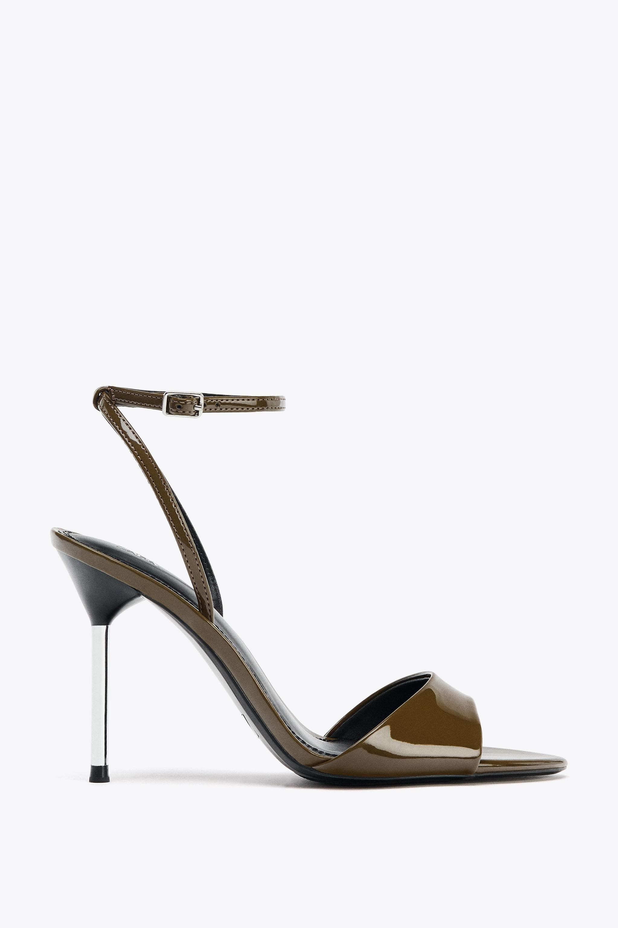 PATENT EFFECT HIGH HEELED SANDALS | Zara AU