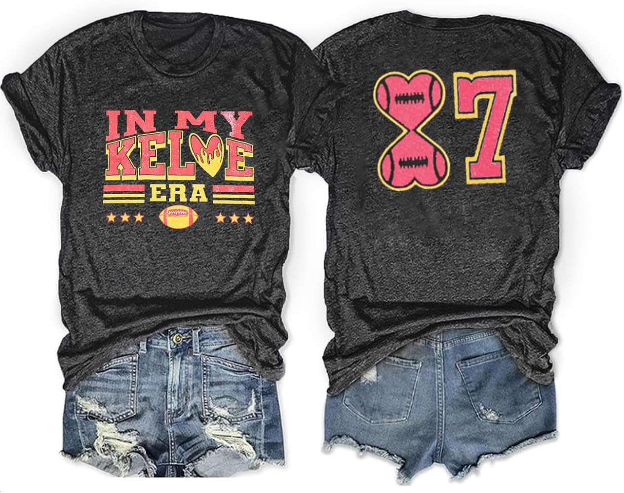 Women in My Gameday Era Shirt Team Fan Tshirt Cute Football Heart Graphic Tees Vintage City Class... | Amazon (US)