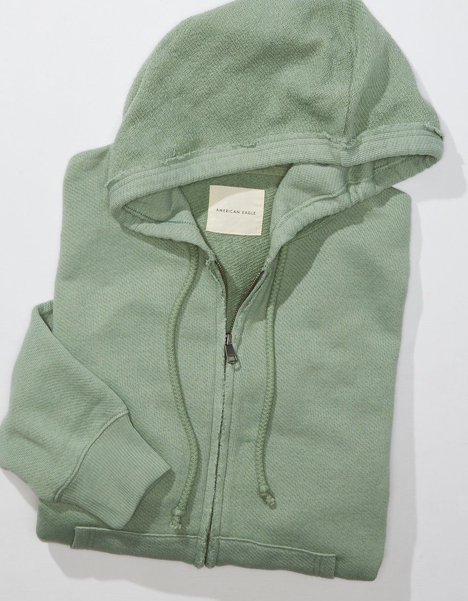 AE Oversized Textured Zip-Up Hoodie | American Eagle Outfitters (US & CA)
