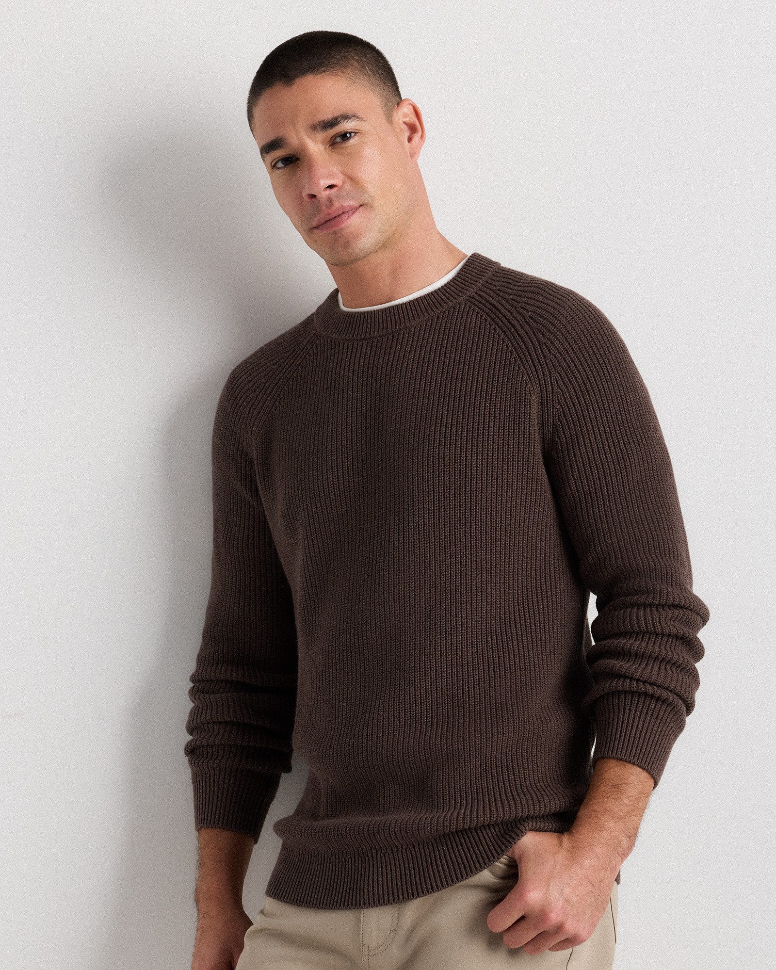 Quince | Men's Ribbed Crewneck Sweater in Black, Size Large, Organic Cotton | Quince