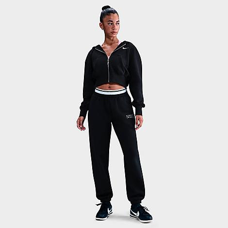 Nike Women's Sportswear Phoenix Fleece Crop Full-Zip Hoodie in Black/Sail Size: Medium | JD Sports (US)