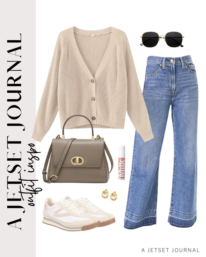 This knitted cardigan looks great with high-waisted jeans and TRETORN sneakers. I also found a top-handle leather satchel bag that perfectly complements this chic vibe. 

 #LTKSeasonal #LTKTravel