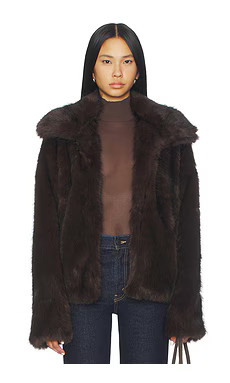 SNDYS Leila Faux Fur Jacket in Chocolate from Revolve.com | Revolve Clothing (Global)