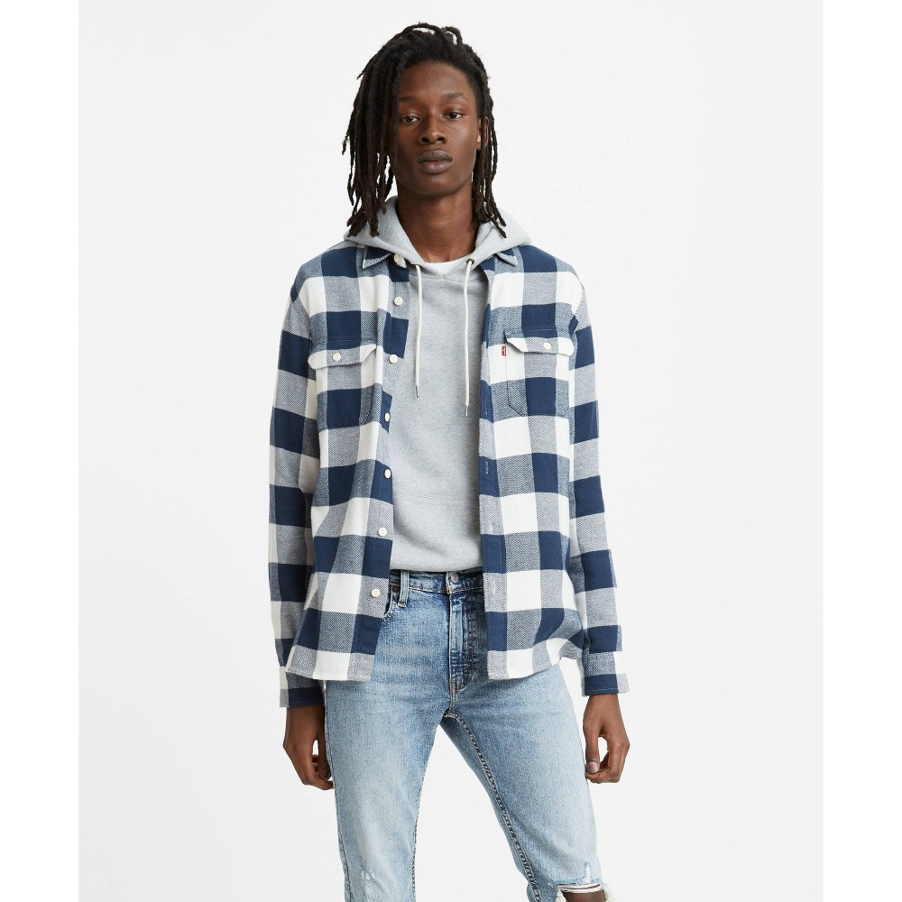 Levi's Men's Plaid Flannel Long Sleeve Button-Down Shirt - Blue S | Target