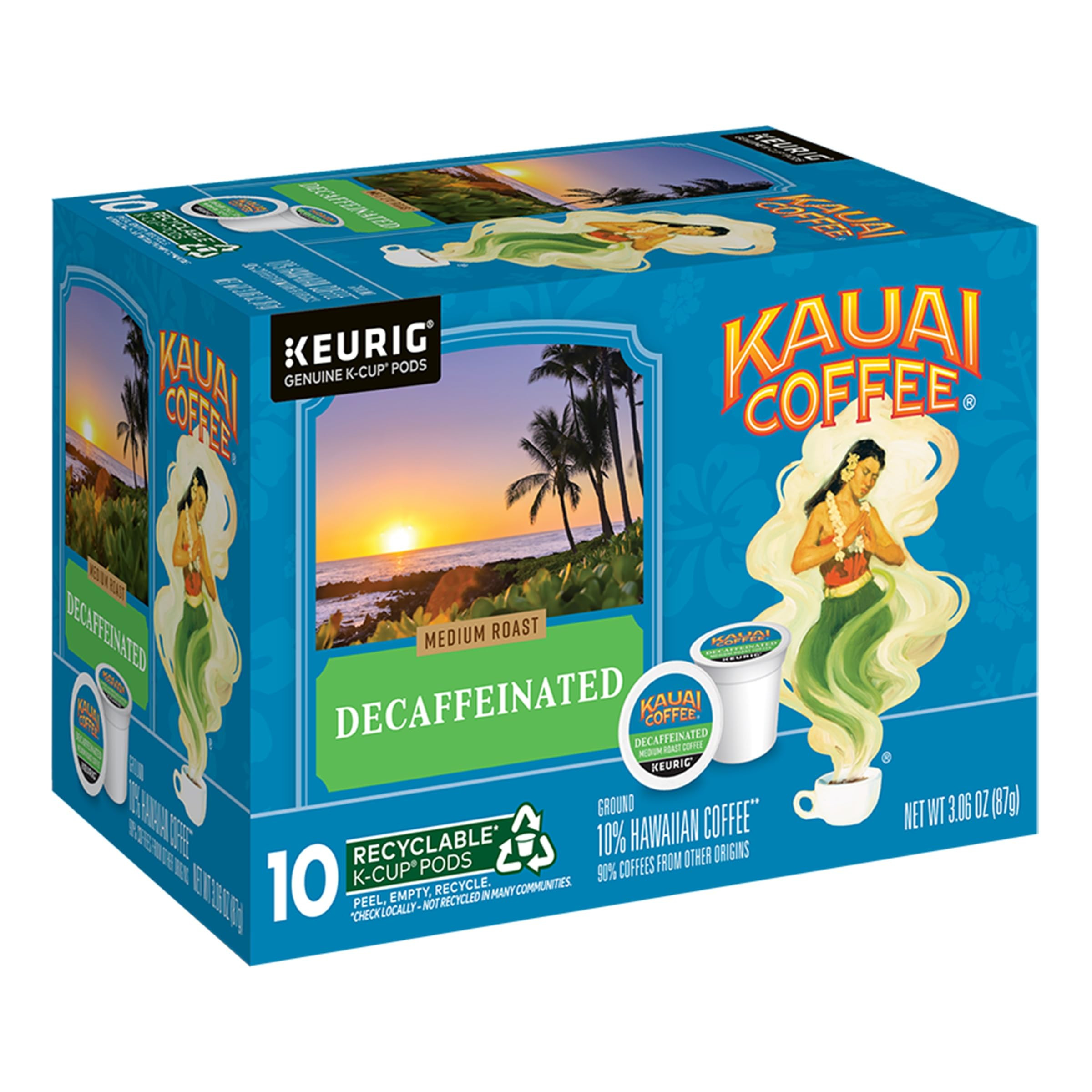 Kauai Coffee Keurig K-Cup Pods - Decaffeinated - Medium Roast – Premium Arabica (10 Count) | Amazon (US)