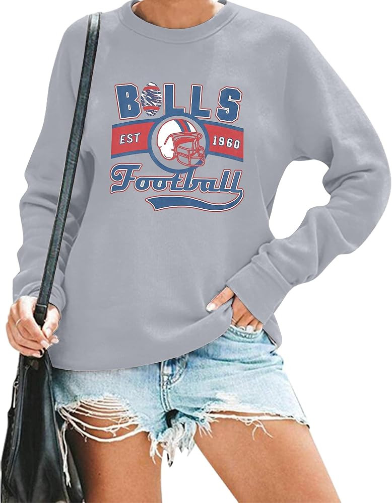 Football Sweatshirts Women Game Day: Football Letters Print Tee Game Day Long Sleeve Shirt Footba... | Amazon (US)