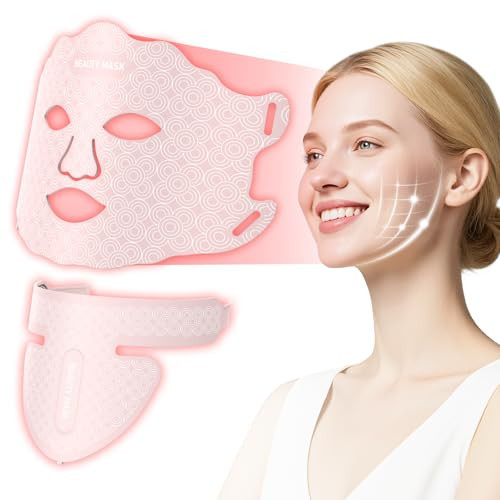 Fiogeo LED light therapy mask, Red Light Therapy for Face & Neck, 7 Colors Led Face and Neck Mask, can USB Charging with Controller, Firming and Sooth for Home Working Travel Yoga | Amazon (US)
