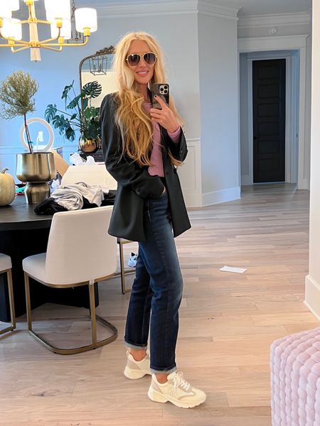 Walmart jeans Tory Burch winter white sneakers Tory Burch sunglasses revolve pink sweater good American scuba blazer 

#LTKunder100 #LTKshoecrush #LTKunder50