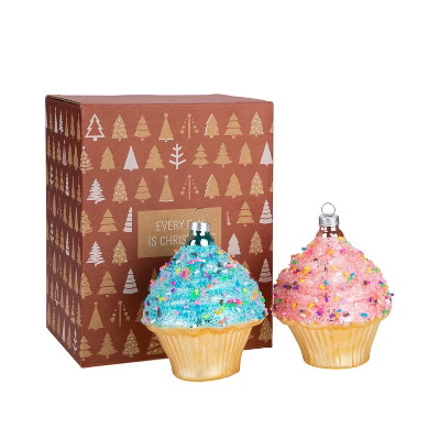 Every Day is Christmas Glass Blown Ornaments Cute Hand Made Figurines Tree Decoration, Cupcake Se... | Target