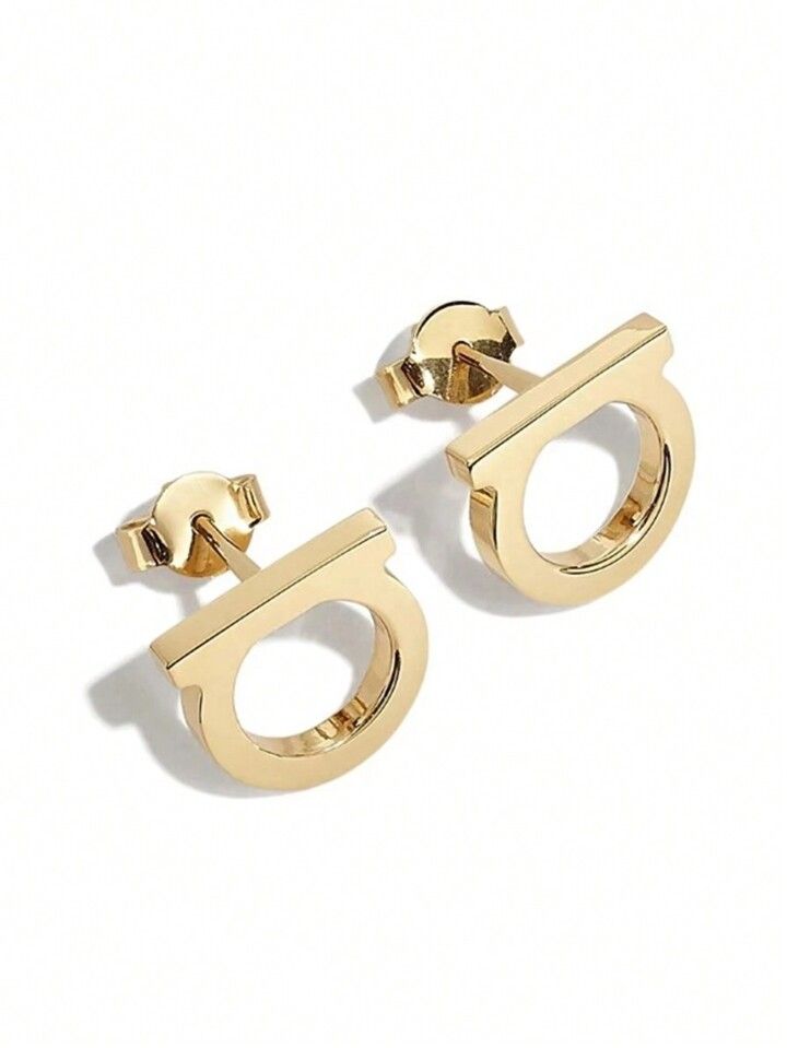 Fashionable Stainless Steel Alphabet Letter D Stud Earrings | SHEIN