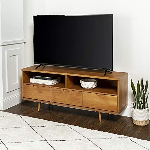 Walker Edison 3-Drawer Mid Century Modern Wood TV Stand for TV's up to 65" Flat Screen Cabinet Do... | Amazon (US)