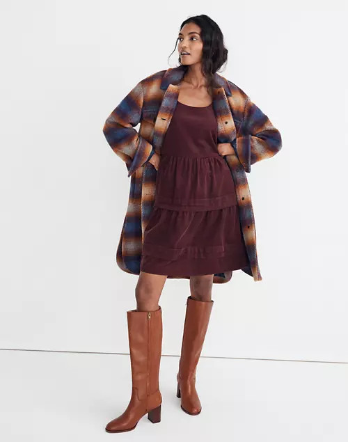 Delmont Long Shirt-Jacket in Ombré Plaid | Madewell