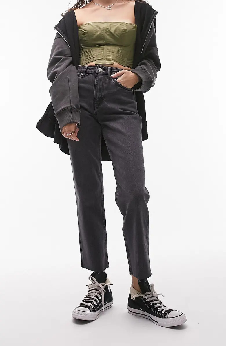 Topshop Moto Raw Hem Straight Jeans | Nordstrom | Nordstrom