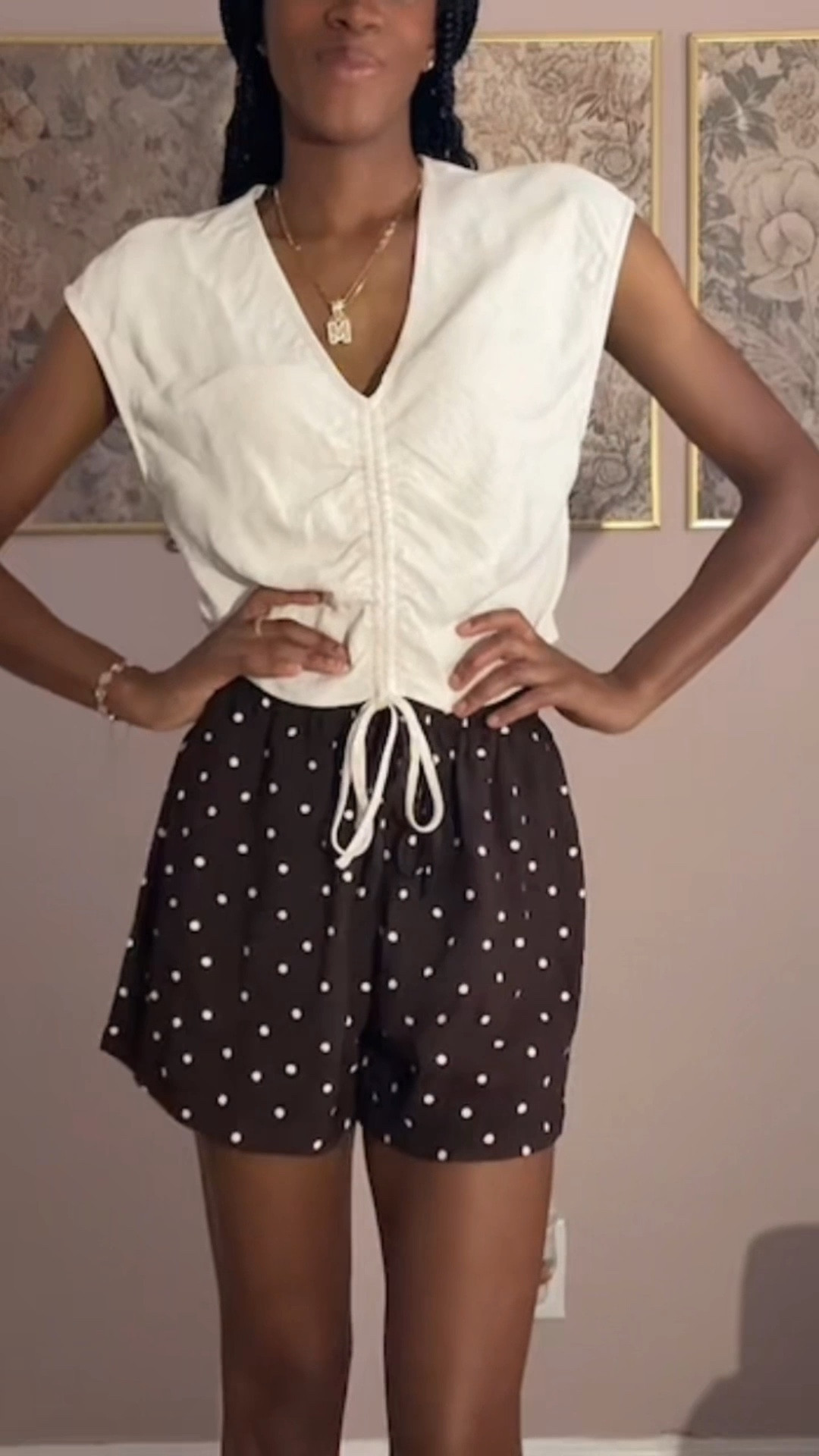 One of my favorite outfit combos, shorts and a nice top. I have been seeing polka dots everywhere so these shorts were a must. Wearing an xs and I love the adjustable drawstring. They do come with a matching top, so does the top I’m wearing here  

#LTKootd #LTKSeasonal