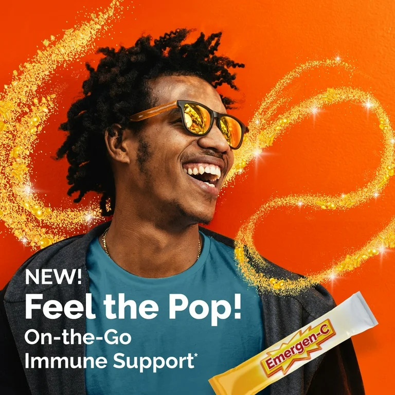 Emergen-C Crystals, On-The-Go Emergen-C Immune Support, Orange Vitality - 28 Stick Packs | Walmart (US)