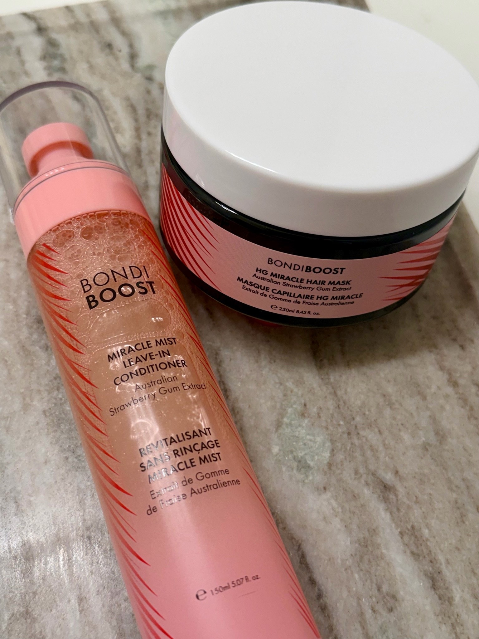 @Bondi Boost strawberry gum collection - my fave & leaves my hair with a glass-like shine!! 🍓✨😁🤸🏻‍♀️

MIRACLE MIST LEAVE-IN CONDITIONER + HEAT PROTECT!  ✨
STRAWBERRY GUM MIRACLE HAIR MASK! 
Deep repair mask

#LTKgrwm #LTKBeauty #LTKselfcare
