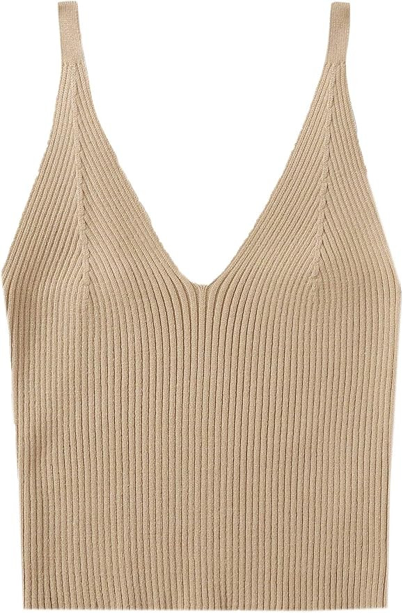 SweatyRocks Women's V Neck Spaghetti Strap Cami Tank Top | Amazon (US)