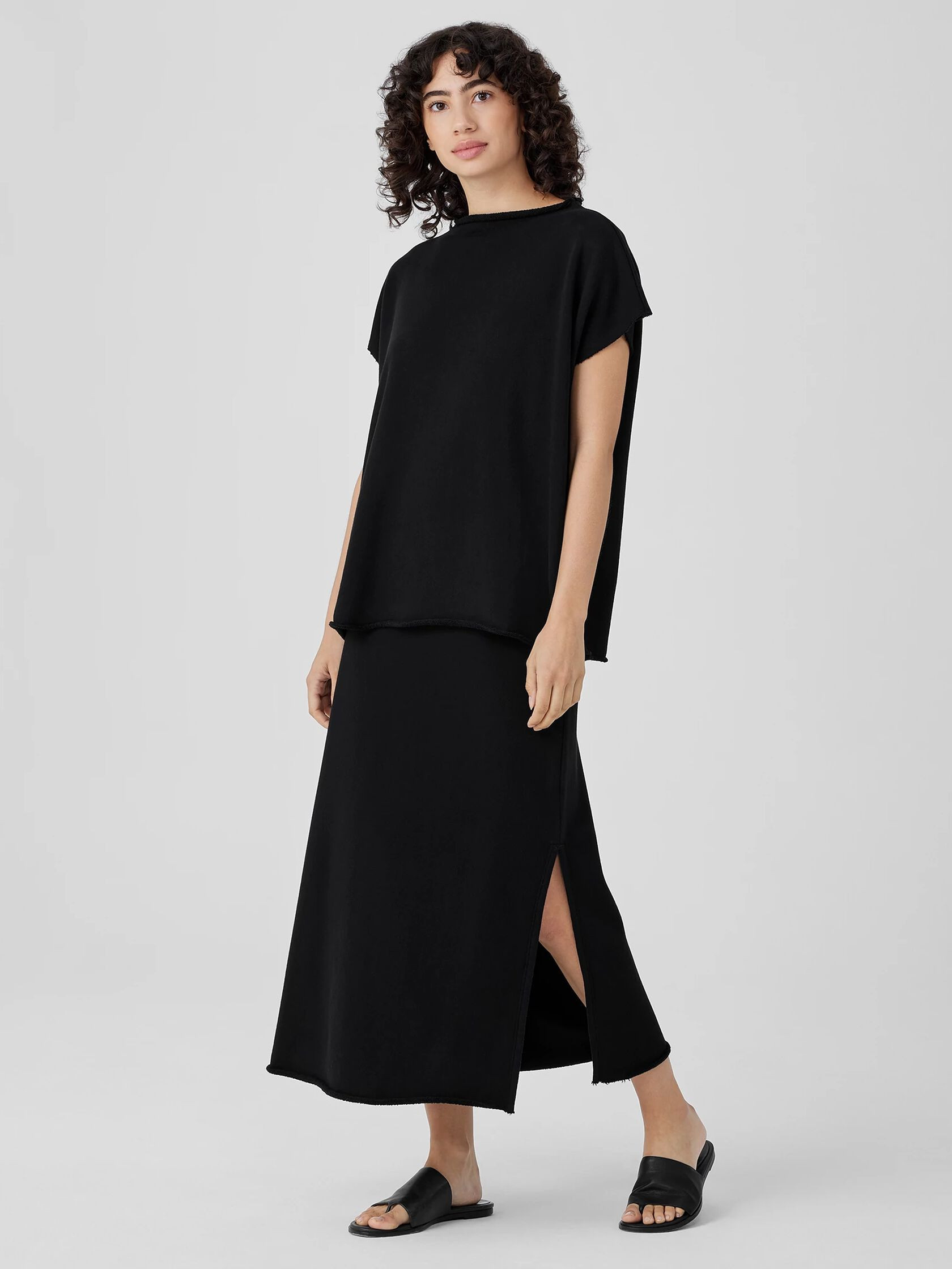 Organic Cotton French Terry A-Line Skirt | Eileen Fisher
