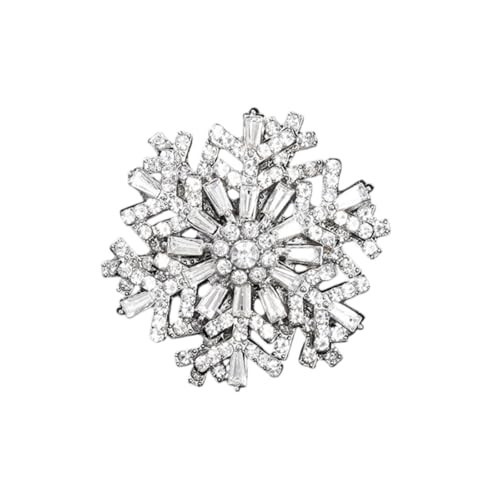 Christmas Vintage Snowflake Brooch Pins Rhinestone Rotate Flower Broochs Winter CZ Crystal Brooch Cap Overcoat Holiday Accessories Jewelry for Women (Silver) | Amazon (US)