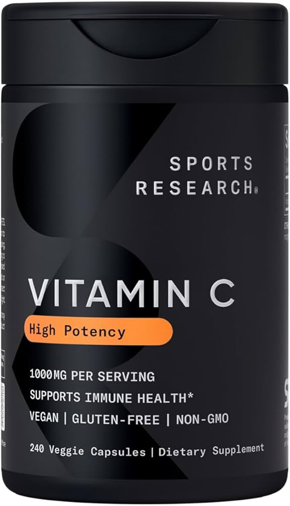 Sports Research High Potency Vitamin C Supplement - Vegan Veggie Capsules for Antioxidant Activit... | Amazon (US)