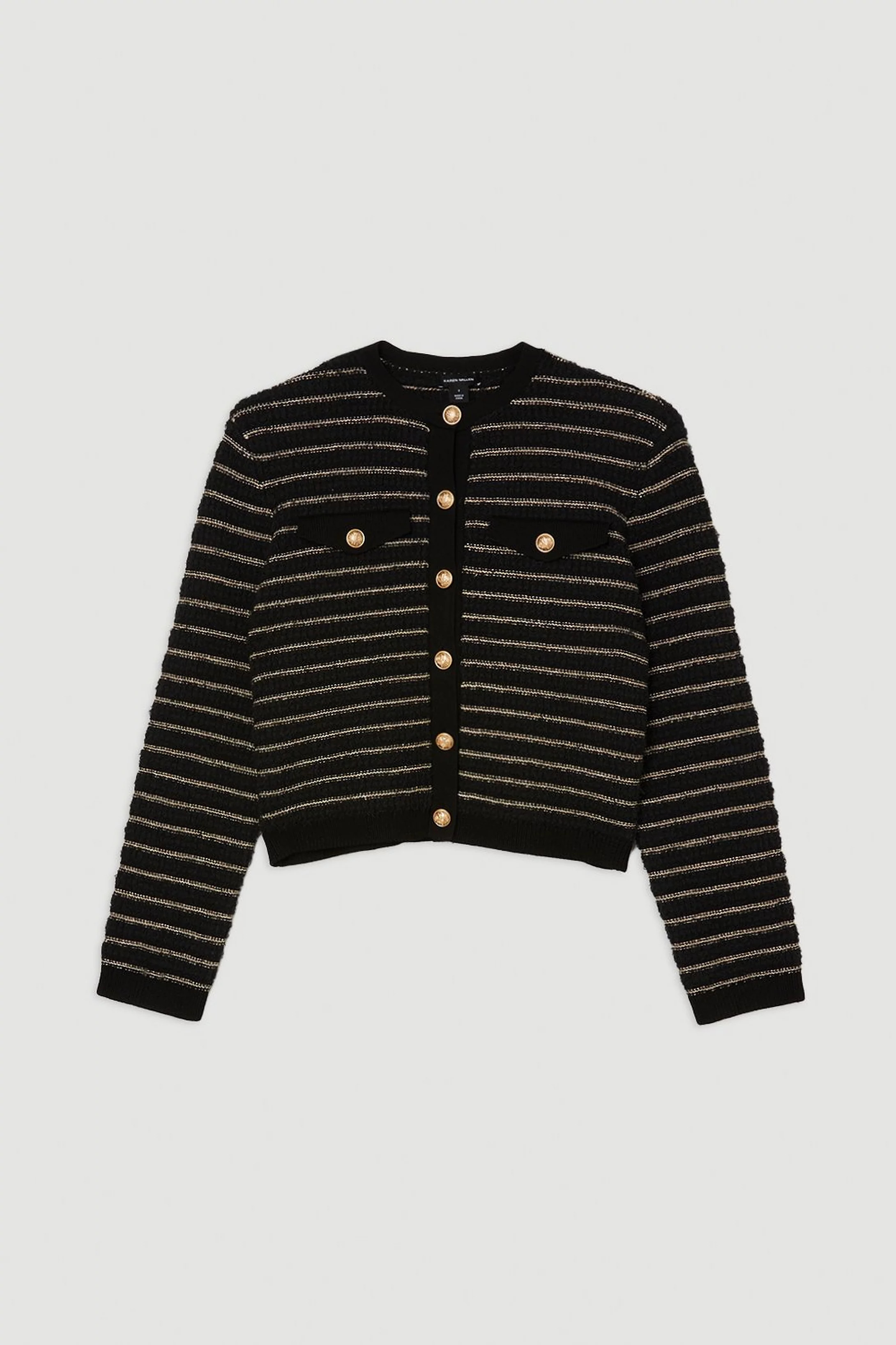 Textured Military Trim Knit Jacket | Karen Millen UK + IE + DE + NL