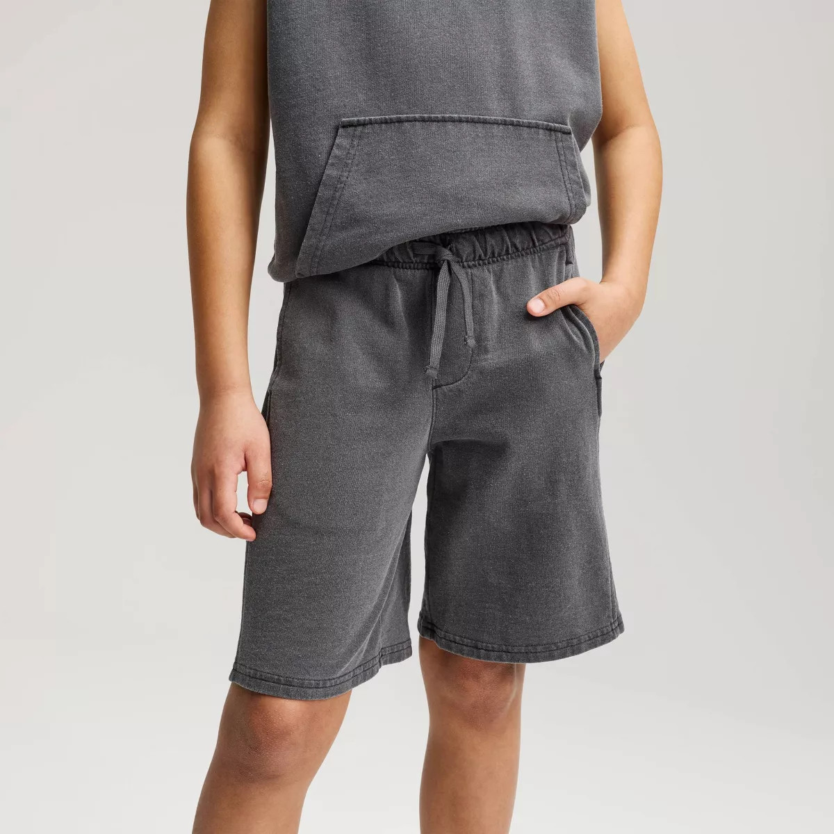 Boys' French Terry 'At the Knee' Shorts - Cat & Jack™ Charcoal Gray XS | Target
