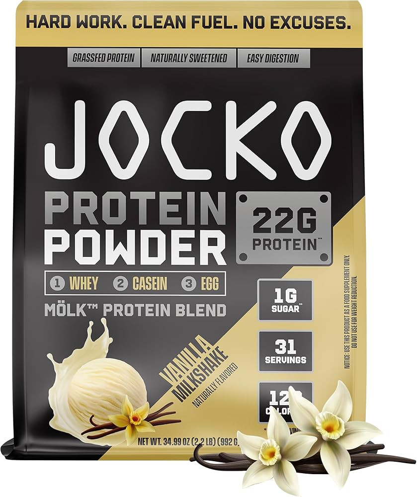 Jocko Mölk Whey Protein Powder 22g Protein - Low Sugar Monk Fruit Blend - Muscle Recovery & Grow... | Amazon (US)