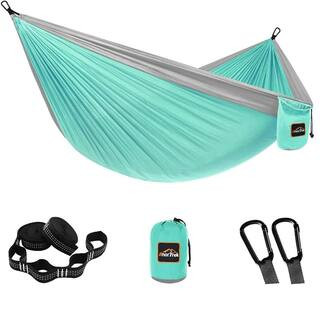 9.8 ft. Portable Hammock Bed Hammock in Sea Green And Light Grey | The Home Depot