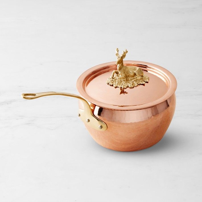 Ruffoni Historia Hammered Copper Sauce Pan with Stag Knob, 3-Qt. | Williams-Sonoma