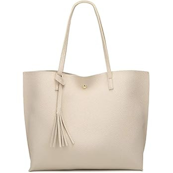 Women's Soft Faux Leather Tote Shoulder Bag from Dreubea, Big Capacity Tassel Handbag | Amazon (US)