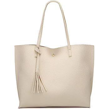 Women's Soft Faux Leather Tote Shoulder Bag from Dreubea, Big Capacity Tassel Handbag | Amazon (US)