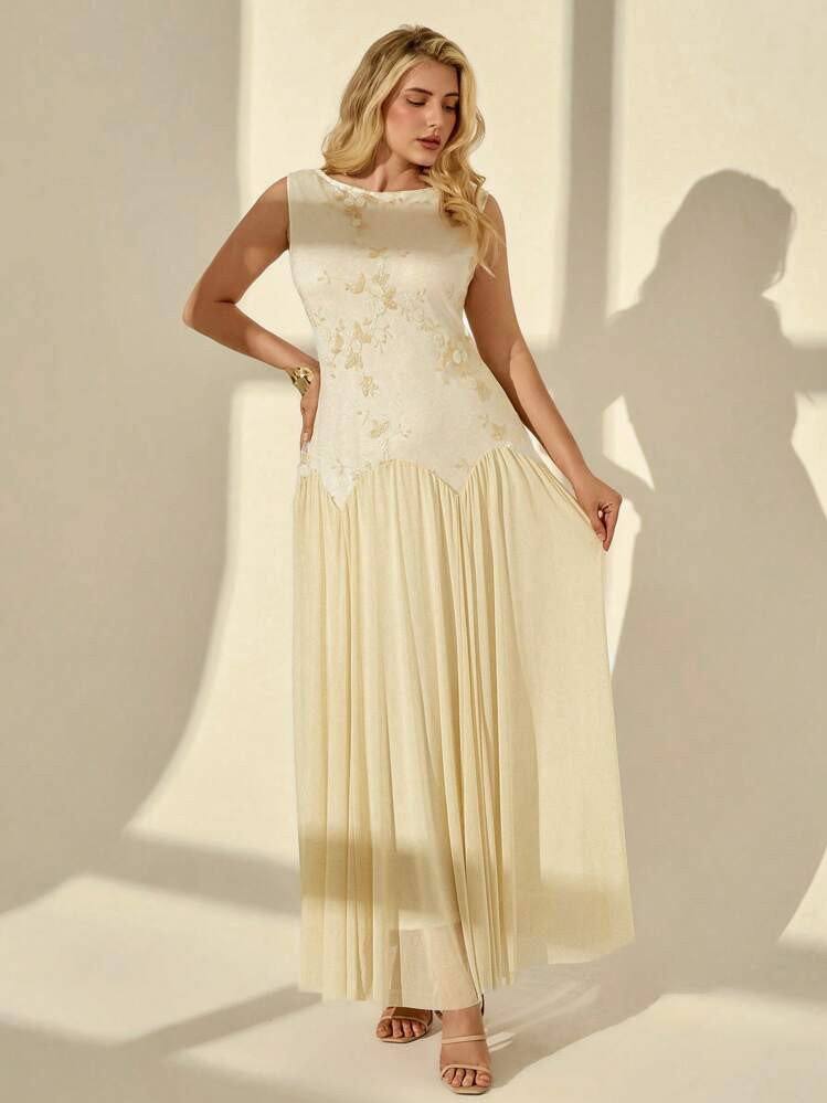 Auralis Plus Size Coachella Rave Outfits Concert Outfit Women Church Dresses For Women Cruise Outfits Women Summer Dresses For Women Vacation Outfits Women Beach Outfits For Woman Birthday Dresses For Women Dresses Classy Elegant Sleeveless Mesh Embroidered Flower Fabric Maxi Elegant Dress,Graduation Dress Wedding Guest Dress Women Vacation Dress,Formal Dresses For Women | SHEIN