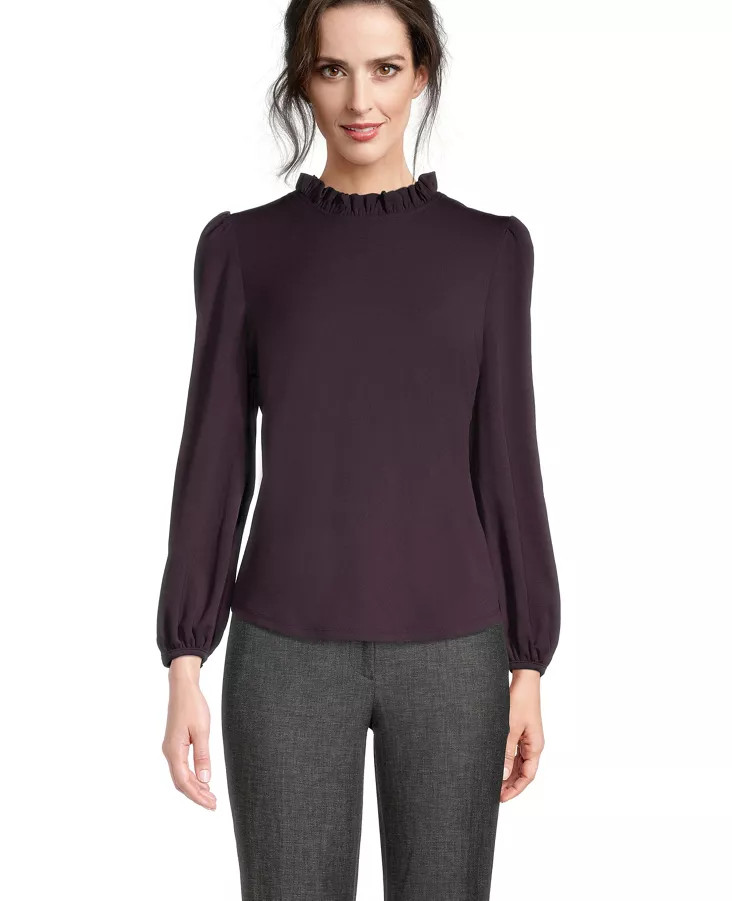 Ruffle Neck Top | Ann Taylor Factory