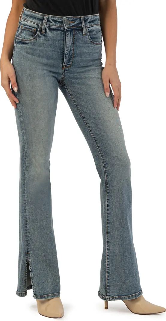 KUT from the Kloth Ana Fab Ab High Waist Slit Hem Flare Jeans | Nordstrom | Nordstrom