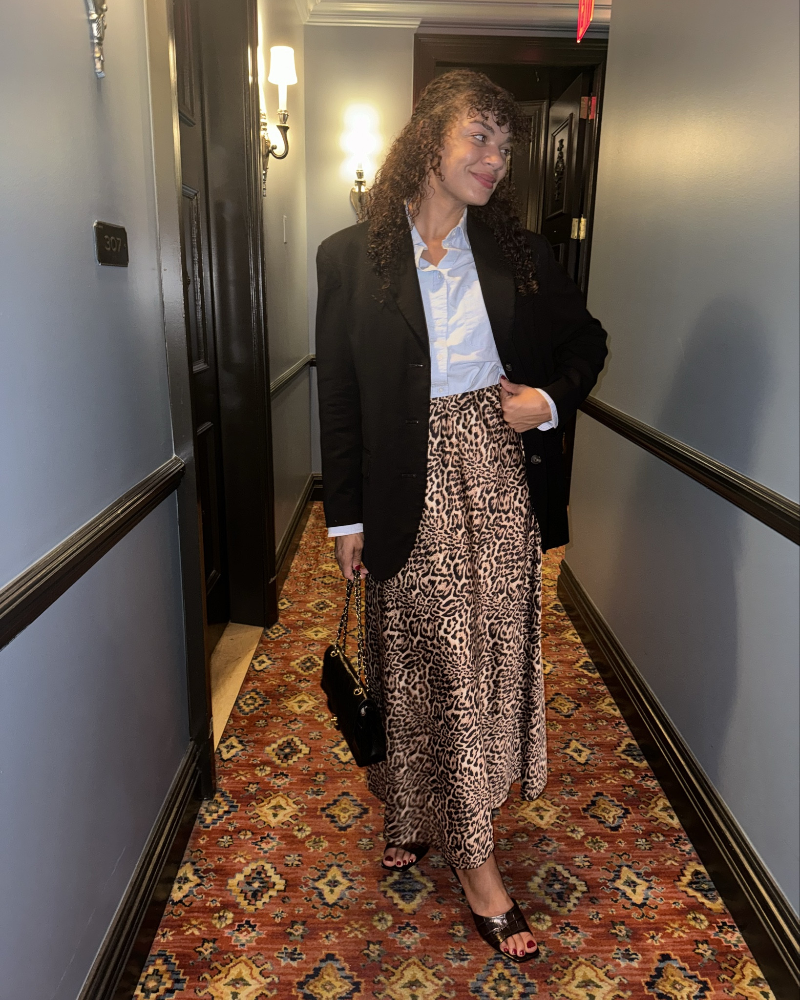 NYC cocktail networking look 🍸 blue button down, leopard print skirt (got mine in Paris so linking similar), blazer, handbag, and kitten heel sandals! 

#LTKStyleTip #LTKFindsUnder100 #LTKWorkwear