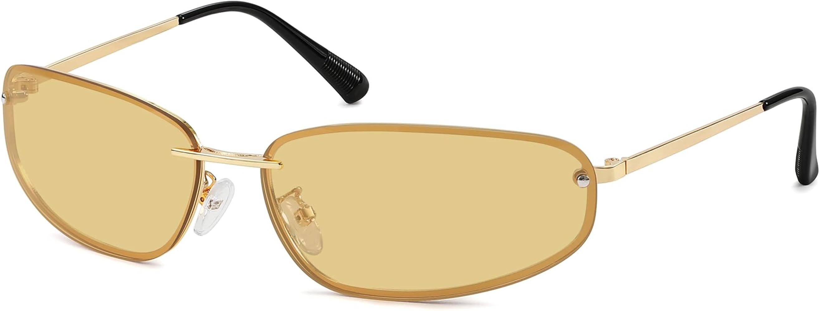 Trendy Retro Rectangle Sunglasses For Women Men Y2k Metal Frame Cool Sun Glasses | Amazon (US)