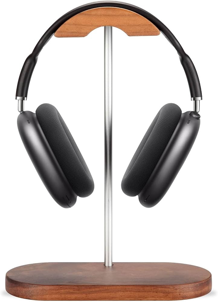 JuBeCo Nature Walnut Wood & Aluminum Headphone Stand,Sturdy Desk Headset Mount Shelf for Airpods ... | Amazon (US)