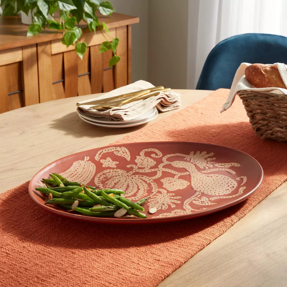 Medium Ceramic Serving Platter Rust - Threshold™ | Target
