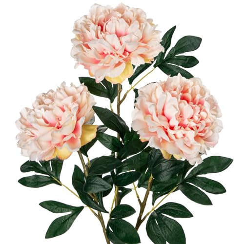 Arborus 3PCS Fake Peonies White Pink Flowers 74CM Long Stem Silk Flowers Real Touch Artificial Flowers Shabby Chic Decoration for Home Office Vase Centerpiece Wedding Party | Amazon (CA)