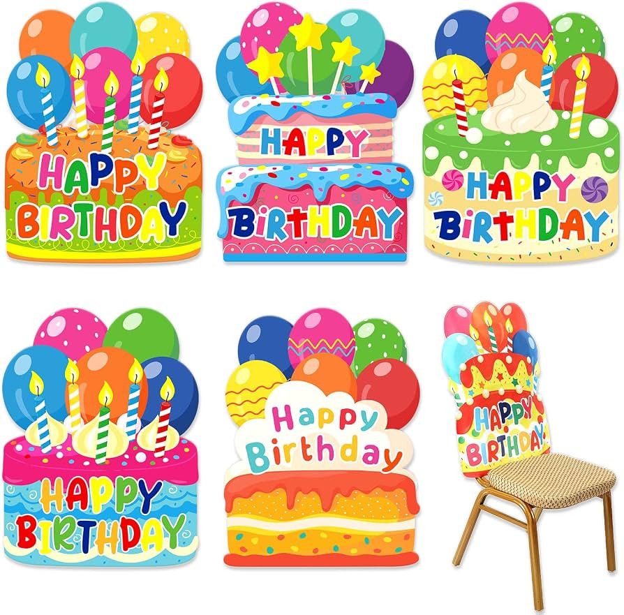 Newwiee 6 Pcs Birthday Chair Cover for Kids 26 x 20 Inch Colorful Classroom Birthday Chair Cover ... | Amazon (US)