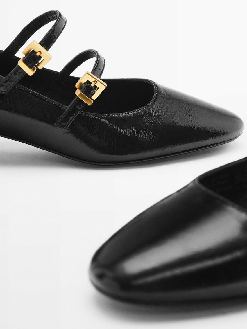 Crackled leather high-heel ballerinas | Massimo Dutti US