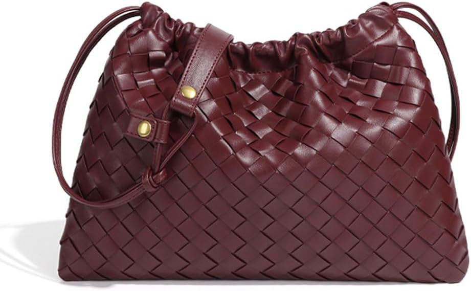 Woven Large Crossbody Bags for Women Trendy Soft Leather Shoulder Tote Purses | Amazon (US)