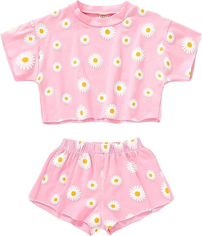 Kids Toddler Baby Girls Shorts Outfits Set Leopard Print Ruffle Dress T-Shirt Tops+Short Pants 2... | Amazon (US)