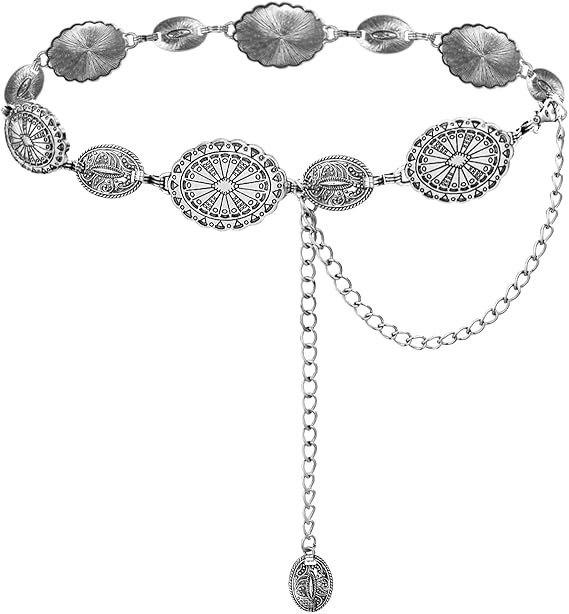 TOPACC Western Metal Concho Belt for Women Cowgirl Chain Belts for Dresses Jeans Country Concert ... | Amazon (US)