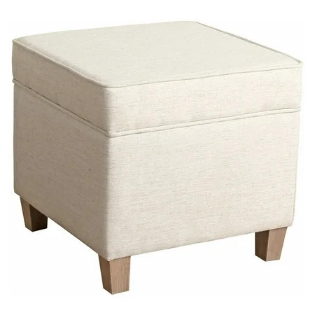 HomePop Cole Classics Square Storage Ottoman Wood Leg- Cream | Walmart (US)