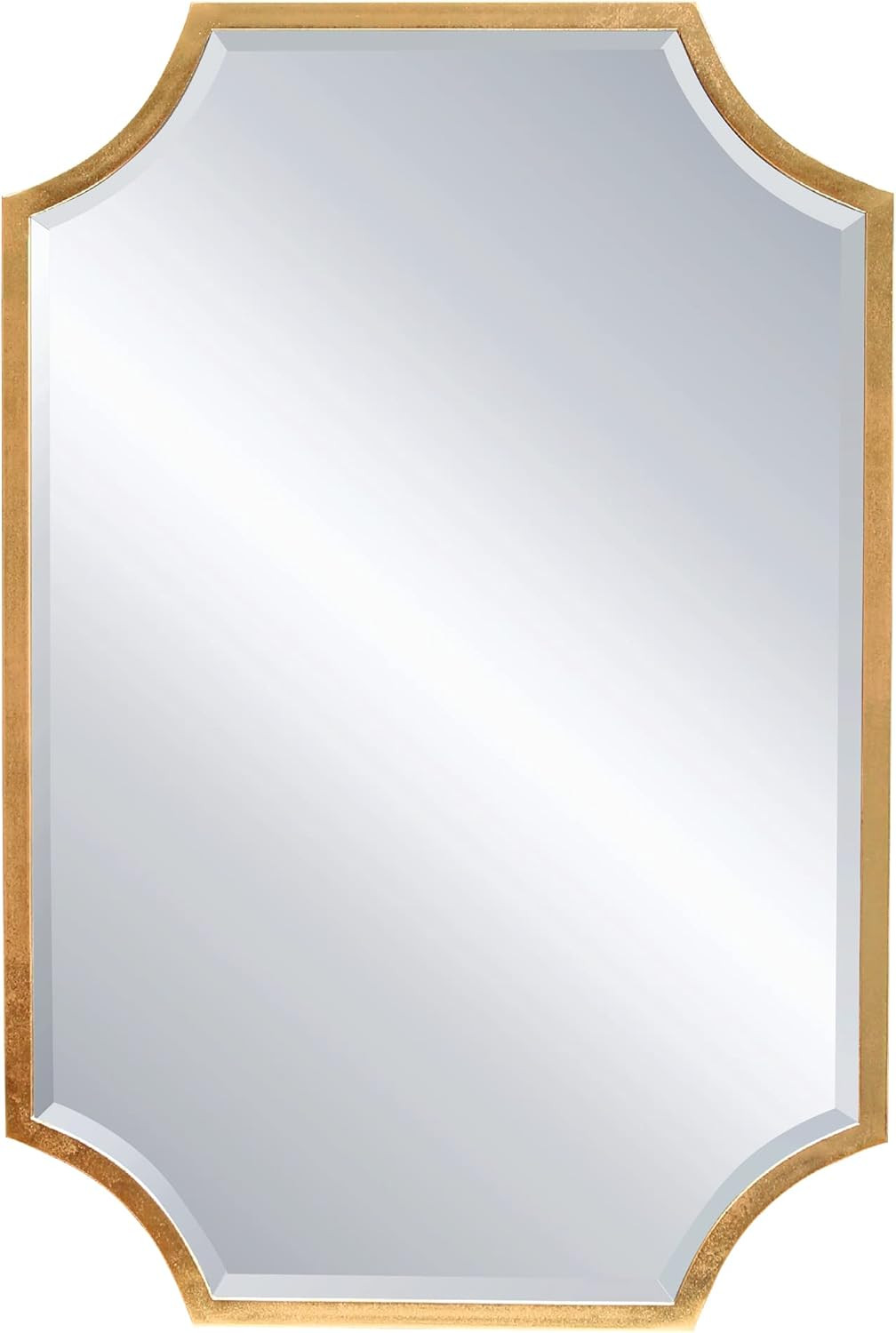 Kelly Miller 24"x36" Metal Gold Beveled Mirror for Wall Decor, Scalloped Decorative Mirror for Ba... | Amazon (US)