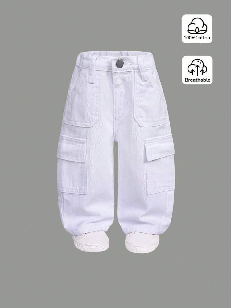 SHEIN Infant/Toddler Boys' Cotton Elastic Waist Cargo Pocket Casual Pants | SHEIN